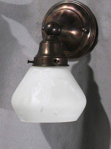 Pair of Deep Acid Etched Cameo Shade Sconces